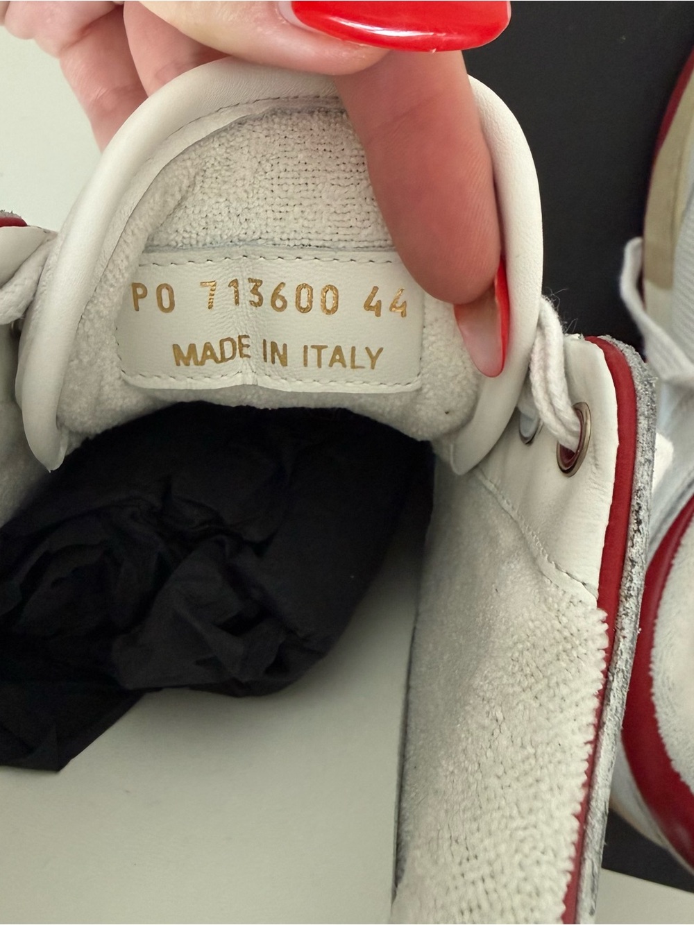 Saint Laurent White & Red Leather Sneakers Size 44 - Picture 5 of 6